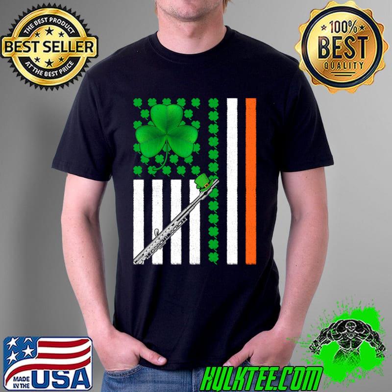 Irish Shamrock Vintage American Flag Flute St Patrick's Day T- Unisex Irish Shamrock Vintage American Flag Flute St Patrick's Day T- Unisex