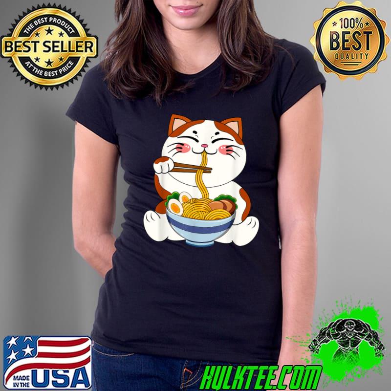 Kawaii Anime Cat Ramen Noodle Women Men Teen Boys Girls Kids T-Shirt