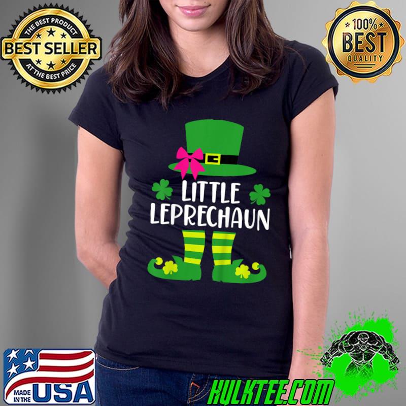 Kids Little Leprechaun with Pink Bow for Girls St Patricks Day T-Shirt