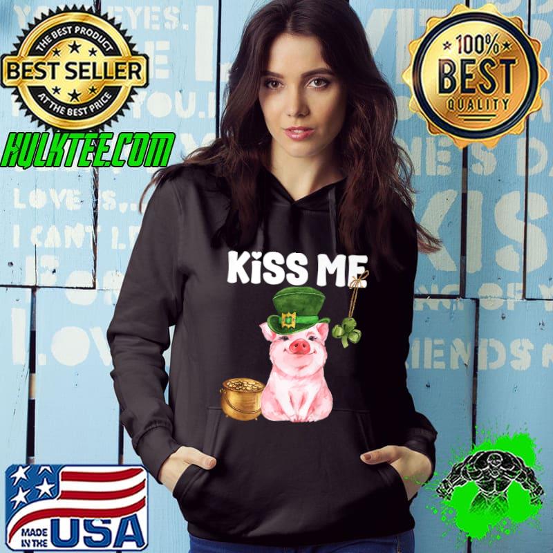 Kiss Me Cute St. Patricks Day Pig Lucky Charm Shamrock Premium T-Shirt