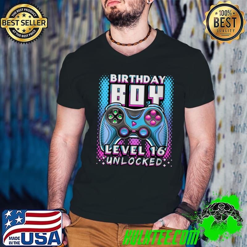 Level 16 Unlocked Video Game 16th Birthday Gamer Boys T-shirt