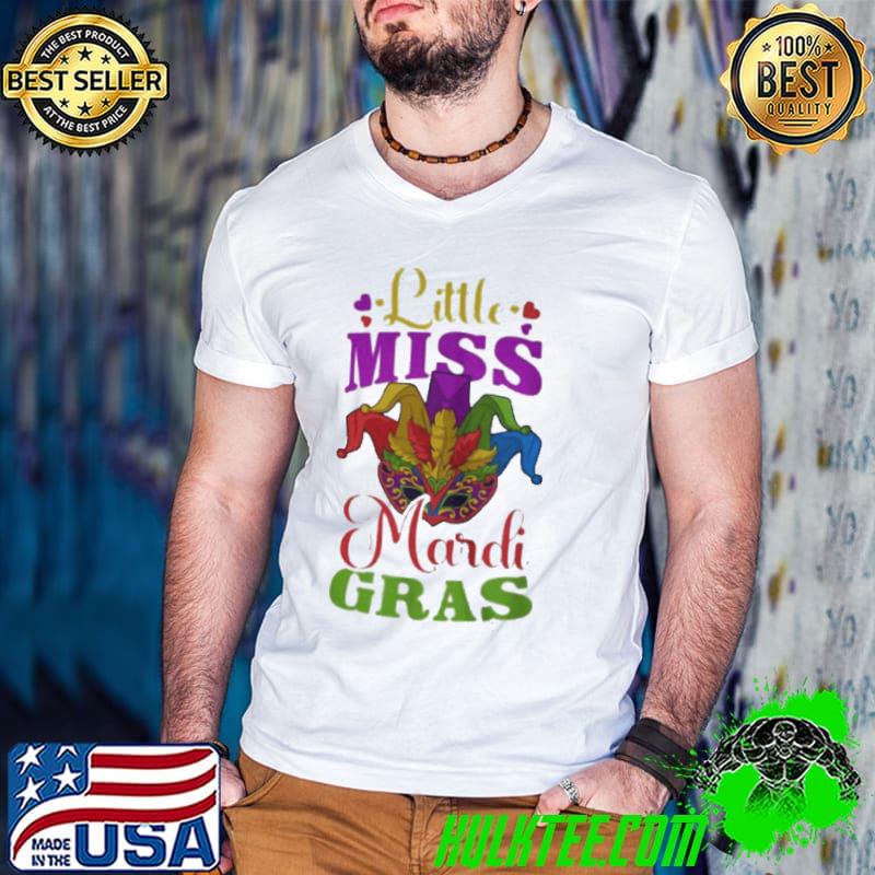 Little miss mardI gras design mardI gras beads shirt