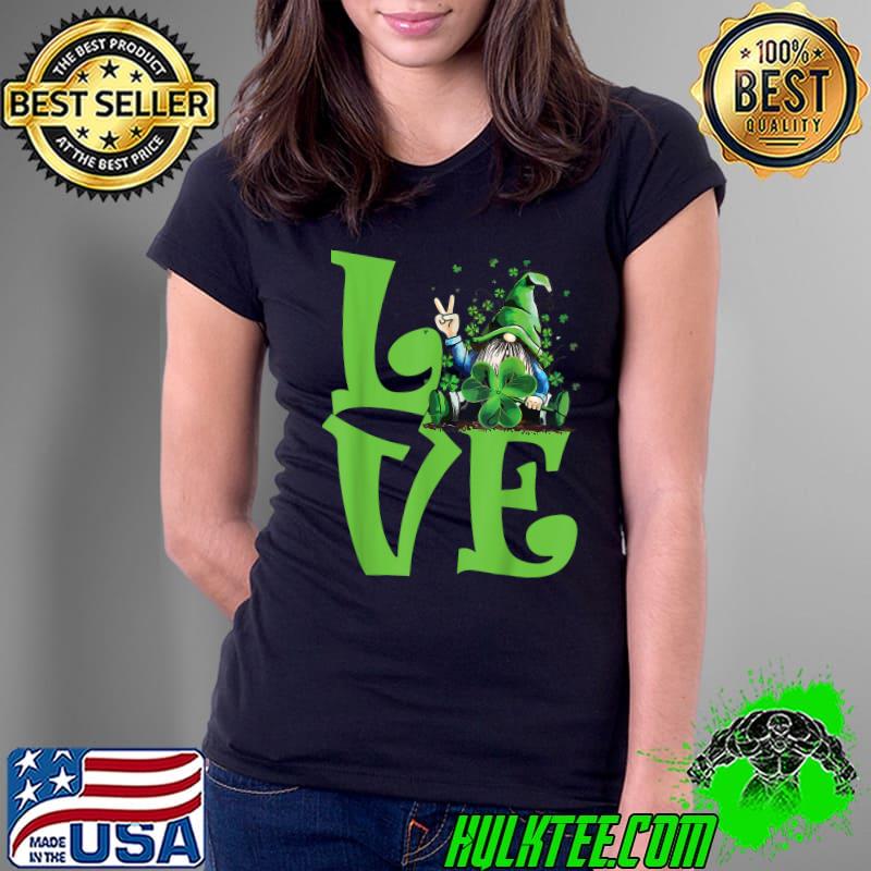 Love Irish Gnome Tie Shamrock St Patrick Day Hippie Gift T-Shirt