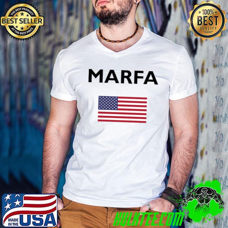 Marfa Texas USA American Flag Light-Color T-shirt