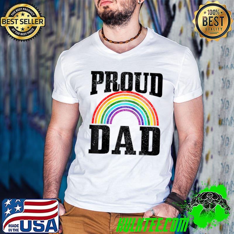 Mens Gay Pride Proud Dad Parent LGBTQ Rainbow Flag Queer t-shirt