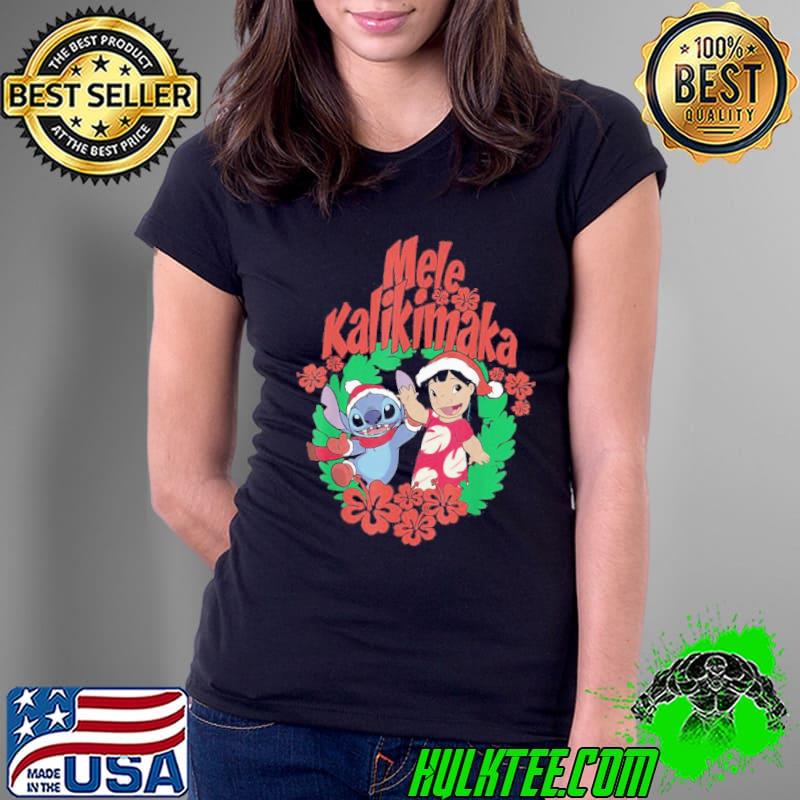 Nice Stitch And Lilo Run Hat Santa Mele Kalikimaka Shirt