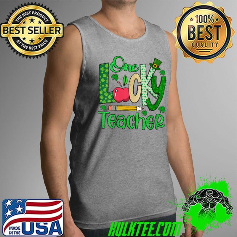 One Lucky Teacher Apple Shamrock Leaf Clover St Patricks Day T-Shirt Tank Top One Lucky Teacher Apple Shamrock Leaf Clover St Patricks Day T-Shirt Tank Top