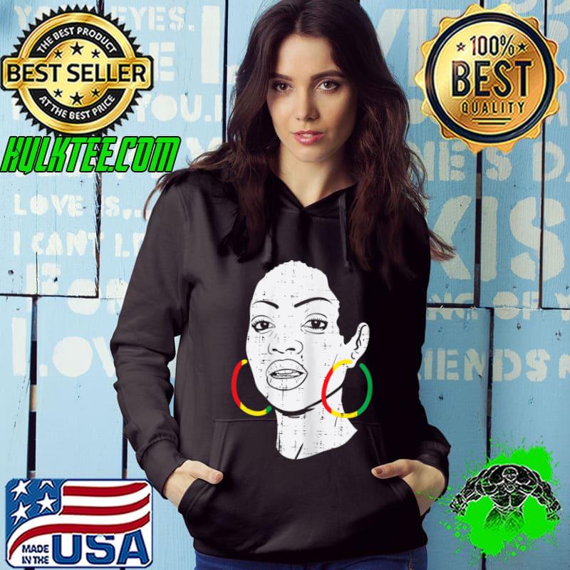 Original Womens Afro Woman Africa Color Earring Black History Month Women T-Shirt