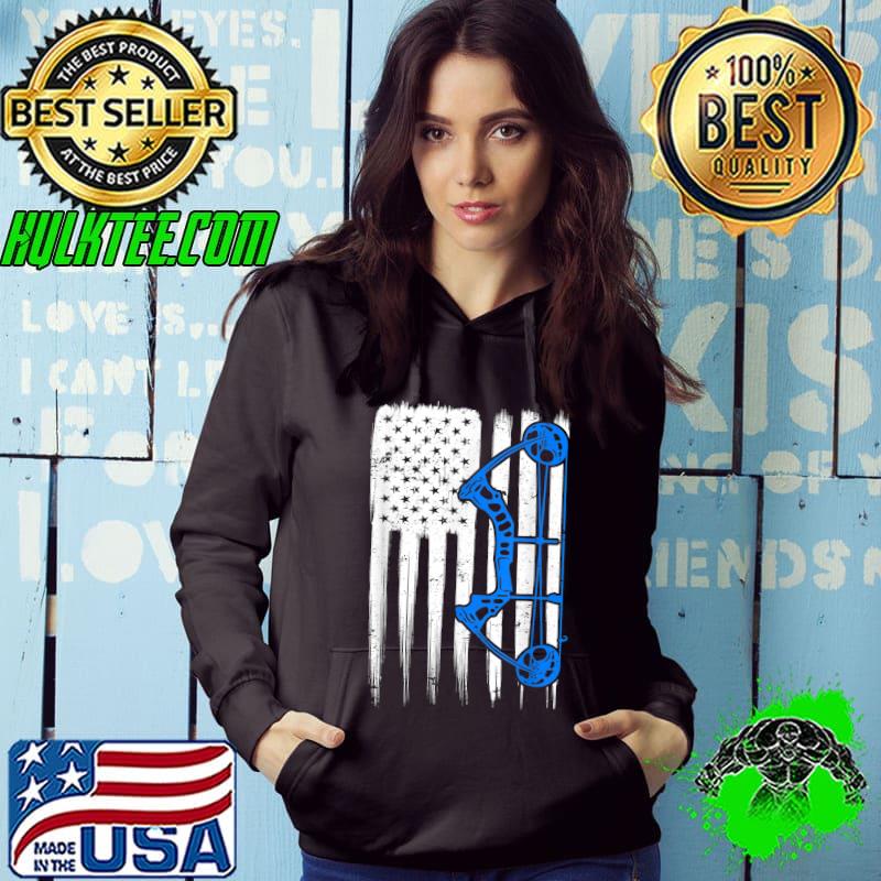 Patriotic Bowhunting Bow Hunter Deer Hunting American Flag T-Shirt