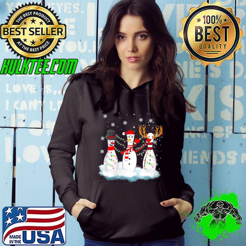 Premium Bowling Christmas Lights Reindeer Santa T-shirt