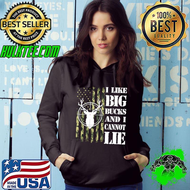 Premium I Like Big Bucks and I Cannot Lie Deer Hunting USA Flag Camo T-shirt