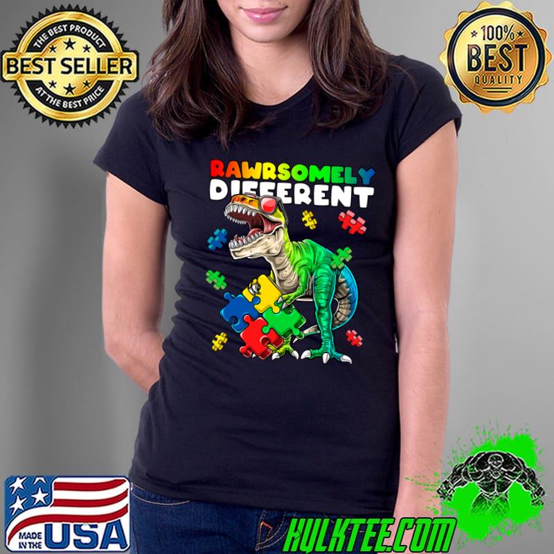 Rawrsomely Different Dinosaur Autism Awareness Puzzle T-shirt