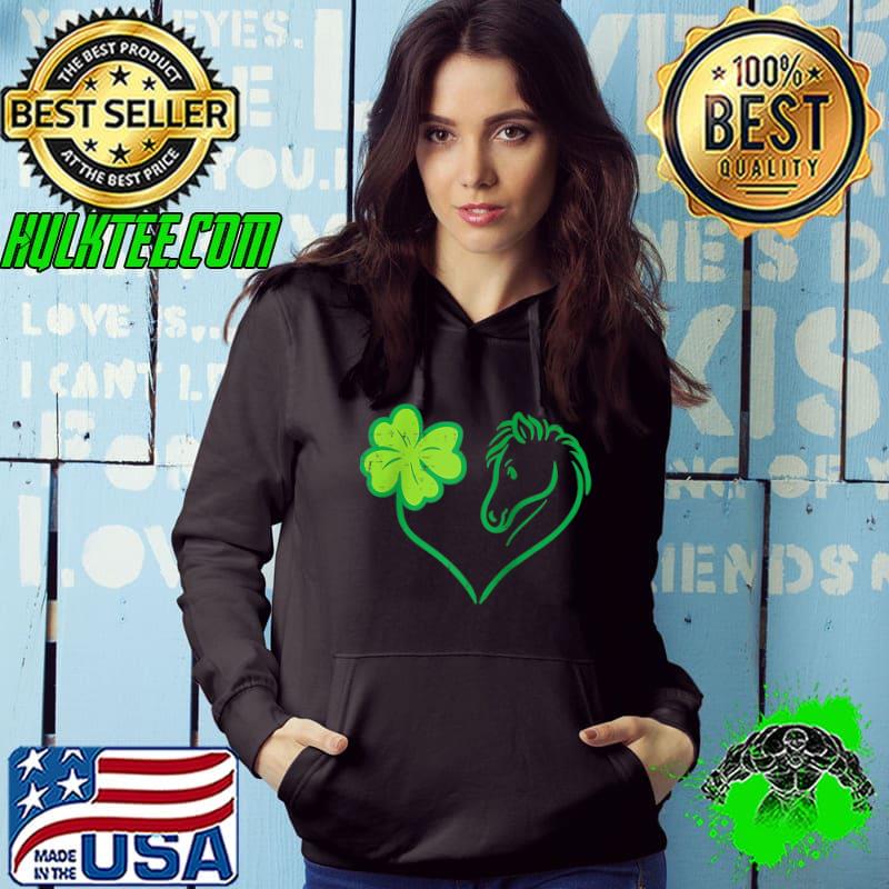 Shamrock Heart Horse-Clover St Patricks Day Women Girls T-shirt