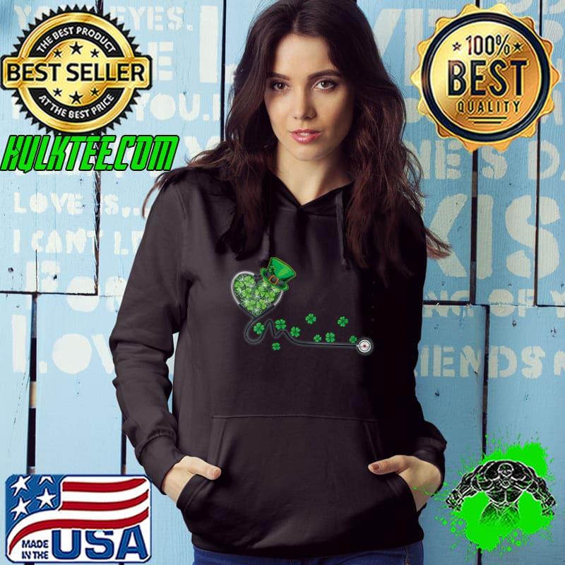 St Patricks Day Nurse Irish Nurse Heartbeat Stethoscope T-shirt