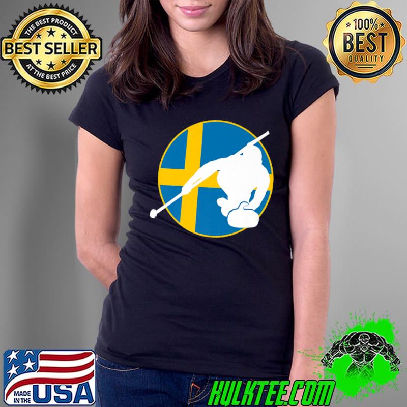 Sweden Swedish Team Curling Blue Yellow Winter Sports Premium T-Shirt