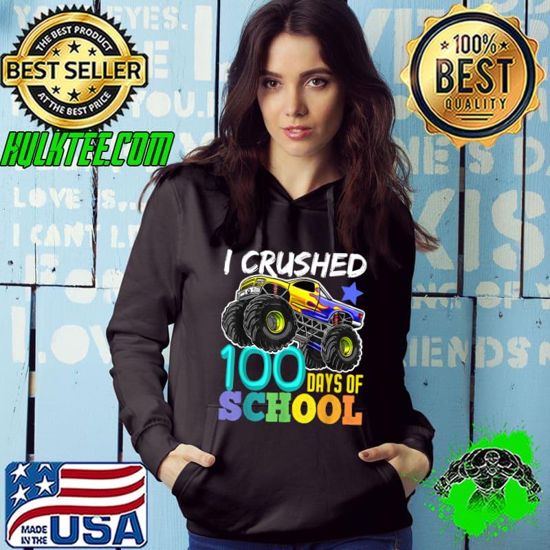 Top I Crushed 100 Days of School Monster Truck Shirt for Boys T-Shirt