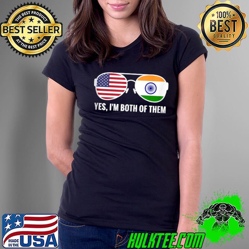 USA India Flag Sunglasses Indian Americans T-shirt