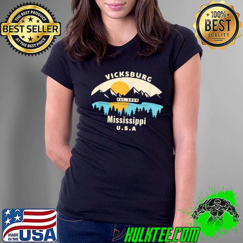 Vicksburg Mississippi Souvenir Mountain Sunset River T-Shirt