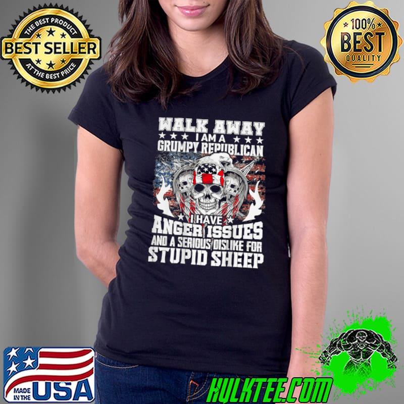 Walk away I'm a grumpy republican funny pro republican skull T-Shirt