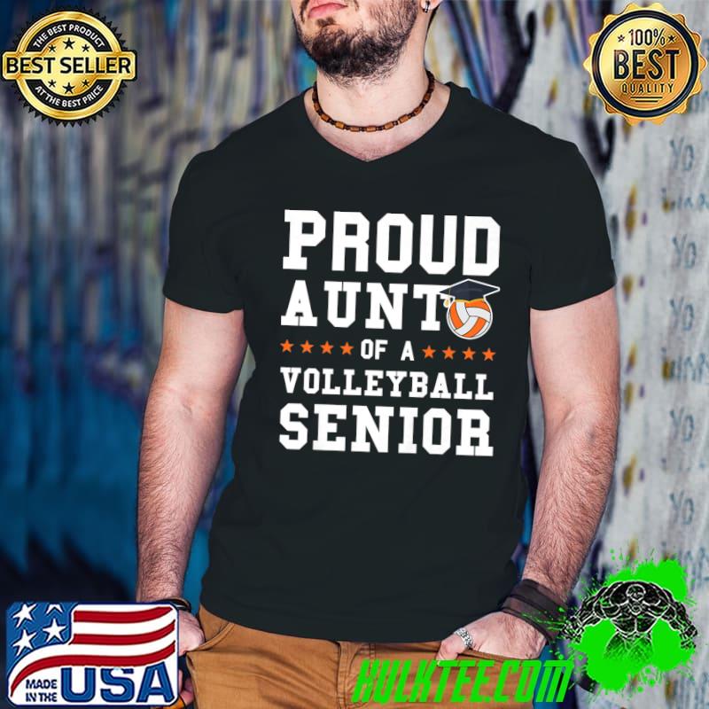 Womens Aunt of a Volleyball Senior Volleyball Senior Premium T-Shirt Guys V Neck Womens Aunt of a Volleyball Senior Volleyball Senior Premium T-Shirt Guys V Neck