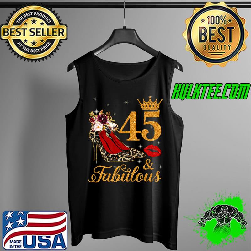 45 And Fabulous 45 Years Old Queen High Heels Leopard Print Premium T-Shirt Tank Top 45 And Fabulous 45 Years Old Queen High Heels Leopard Print Premium T-Shirt Tank Top
