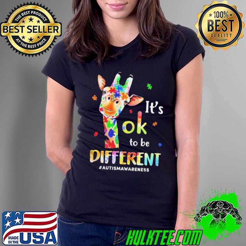 Autism awareness cute giraffe animal it's ok to be different Ladies Tee Autism awareness cute giraffe animal it's ok to be different Ladies Tee