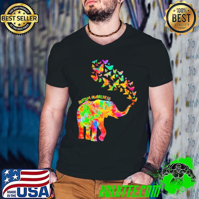 Autism awareness elephant butterflies colorful Guys V Neck Autism awareness elephant butterflies colorful Guys V Neck