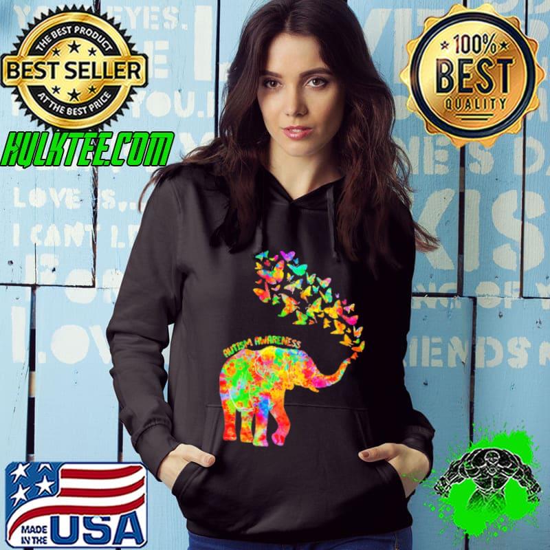 Autism awareness elephant butterflies colorful Hoodie Autism awareness elephant butterflies colorful Hoodie