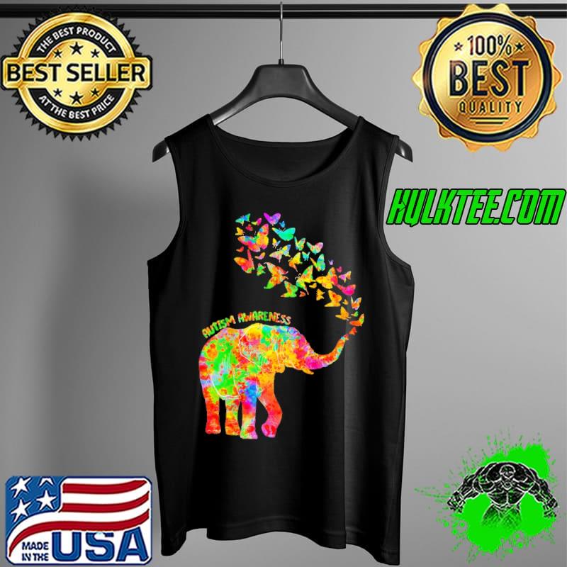 Autism awareness elephant butterflies colorful Tank Top Autism awareness elephant butterflies colorful Tank Top