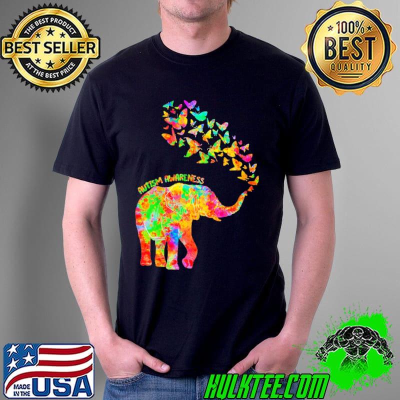 Autism awareness elephant butterflies colorful shirt Autism awareness elephant butterflies colorful shirt
