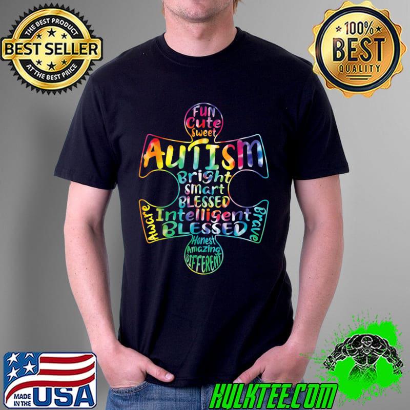 Autism Awareness Heart Blessed Tie Dye Child Autistic T-Shirt Unisex Autism Awareness Heart Blessed Tie Dye Child Autistic T-Shirt Unisex