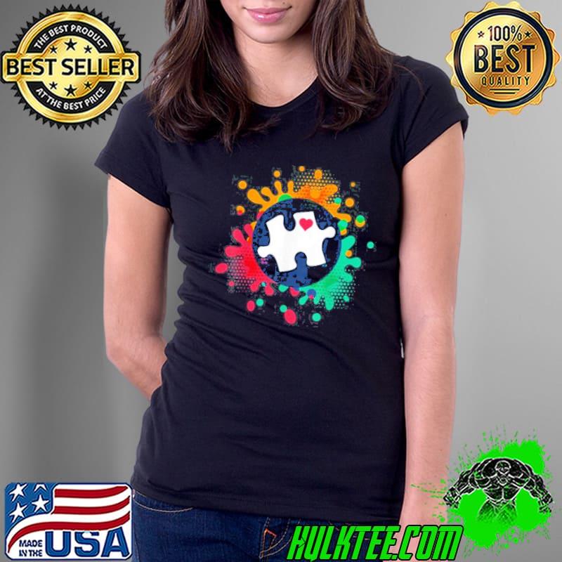 Autism Awareness Puzzle Piece Love Autistic Support T-Shirt Ladies Tee Autism Awareness Puzzle Piece Love Autistic Support T-Shirt Ladies Tee