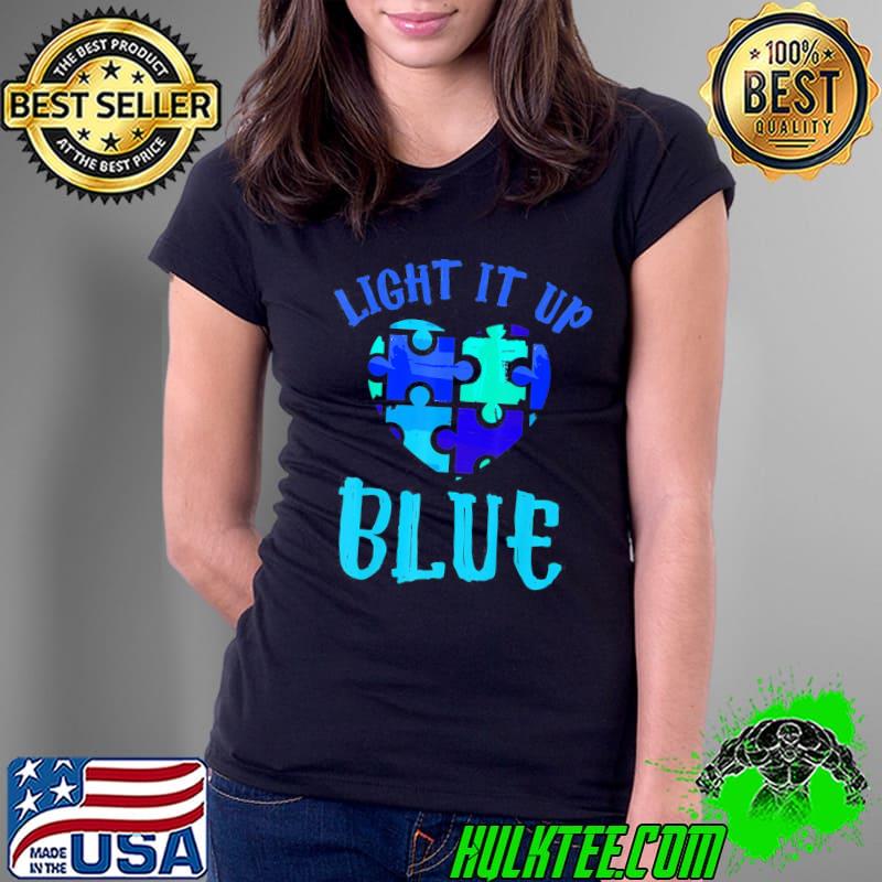 Autism Awareness Shirt Light it up Blue Autism Awareness T-Shirt Ladies Tee Autism Awareness Shirt Light it up Blue Autism Awareness T-Shirt Ladies Tee