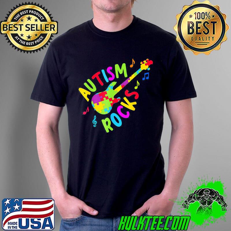 Autism rocks guitar puzzle pieces autism awareness month Unisex Autism rocks guitar puzzle pieces autism awareness month Unisex