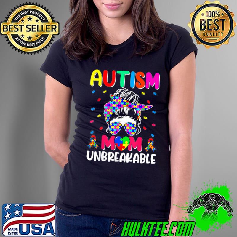 Autistic Autism Awareness Mom Life Women Bleached T-Shirt Ladies Tee Autistic Autism Awareness Mom Life Women Bleached T-Shirt Ladies Tee