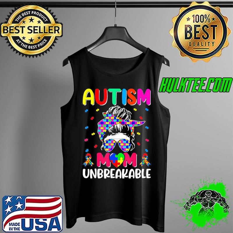 Autistic Autism Awareness Mom Life Women Bleached T-Shirt Tank Top Autistic Autism Awareness Mom Life Women Bleached T-Shirt Tank Top