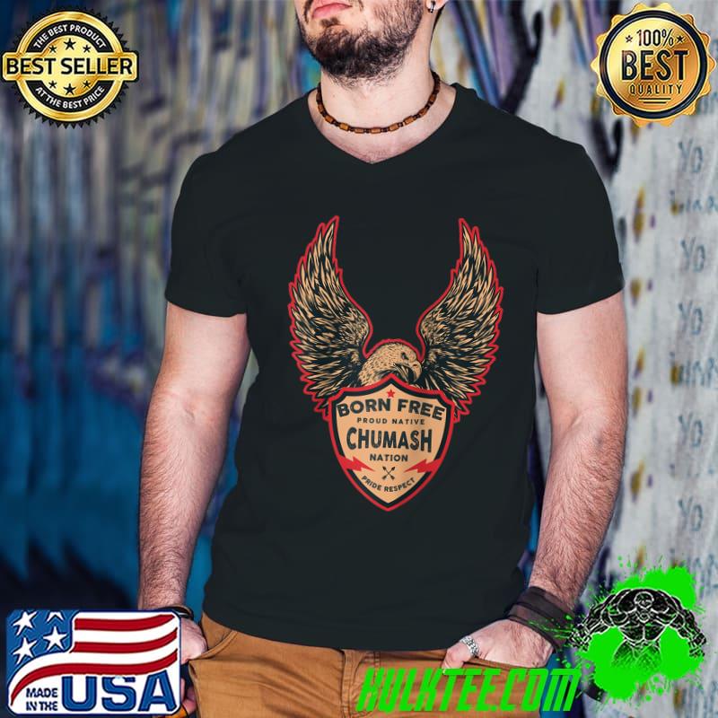 Awesome Chumash Native American Indian Born Freedom Eagle T- Guys V Neck Awesome Chumash Native American Indian Born Freedom Eagle T- Guys V Neck