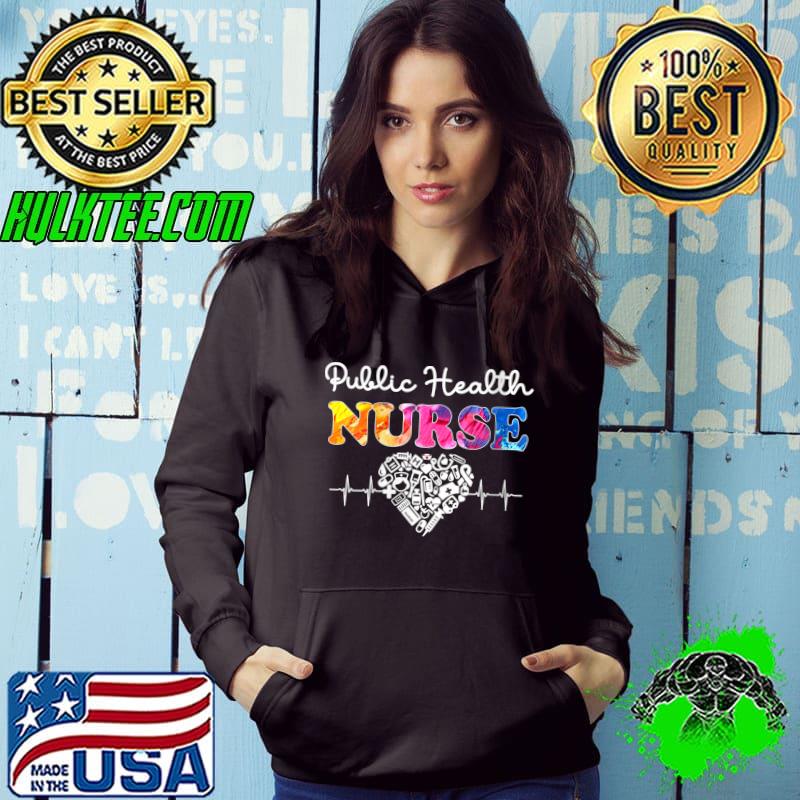 Awesome Public Health Nurse Watercol Love Heart Stethoscope RN Nurse T-shirt