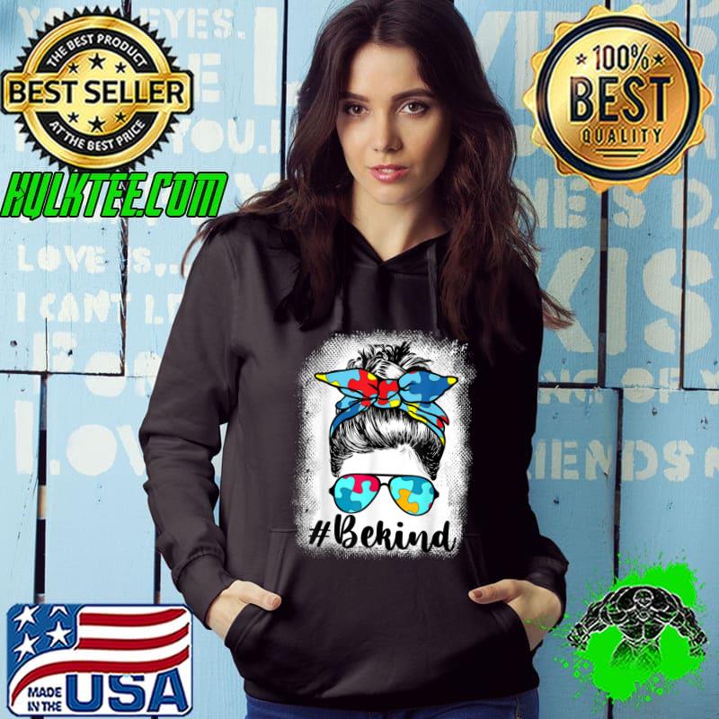 Be Kind Autism Awareness Messy Bun Girl T-shirt