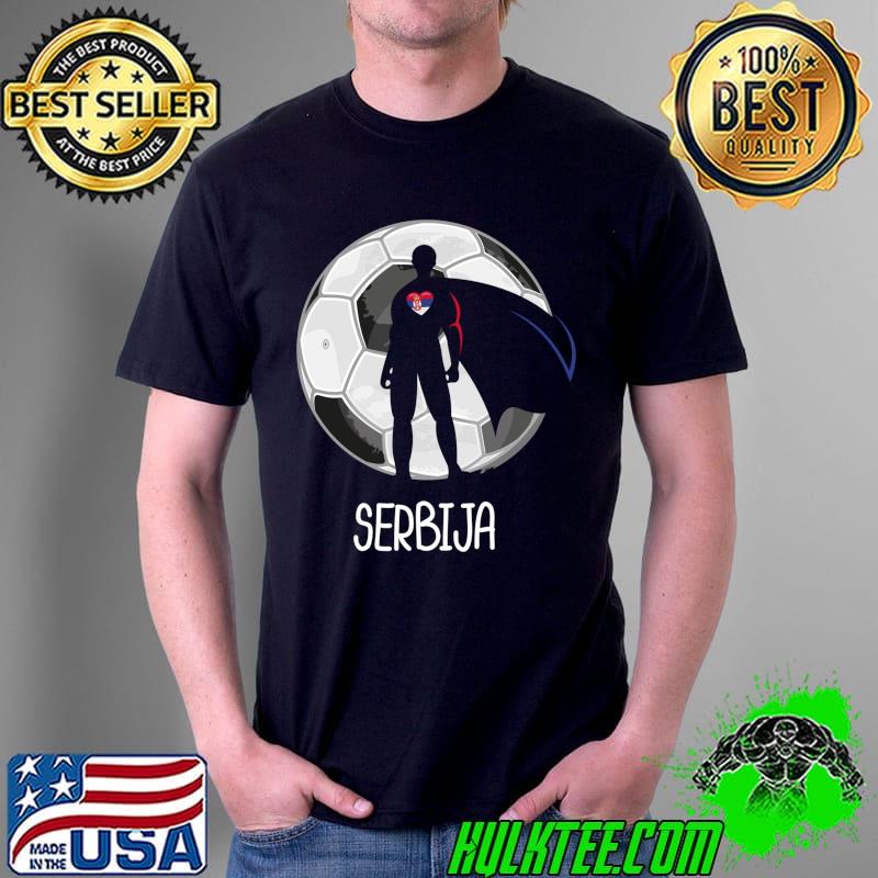 Best Serbia Soccer Superhero Serbs Fan Flag T-shirt