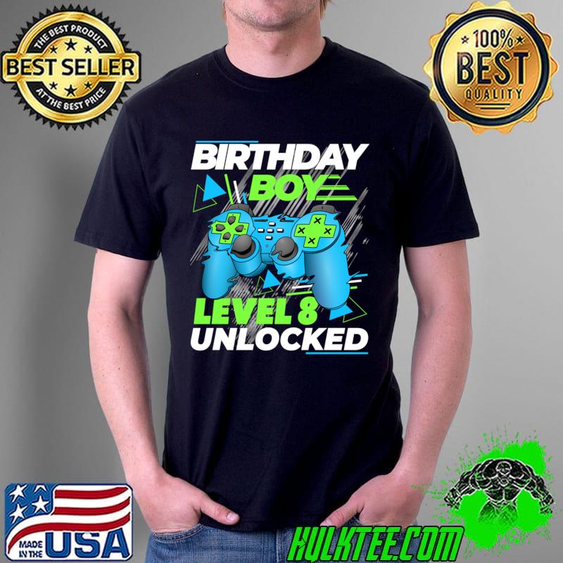 Birthday Boy Level Unlocked Retro Video Game Gaming T-Shirt