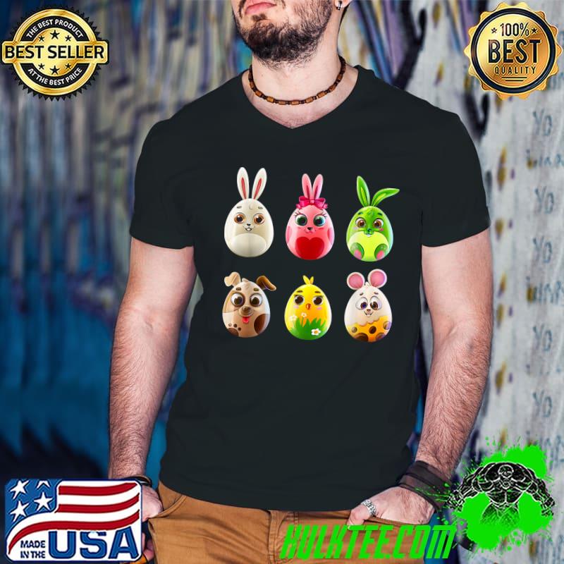 Cool Funny Spring Easter Bunny & Animals Eggs T-Shirt