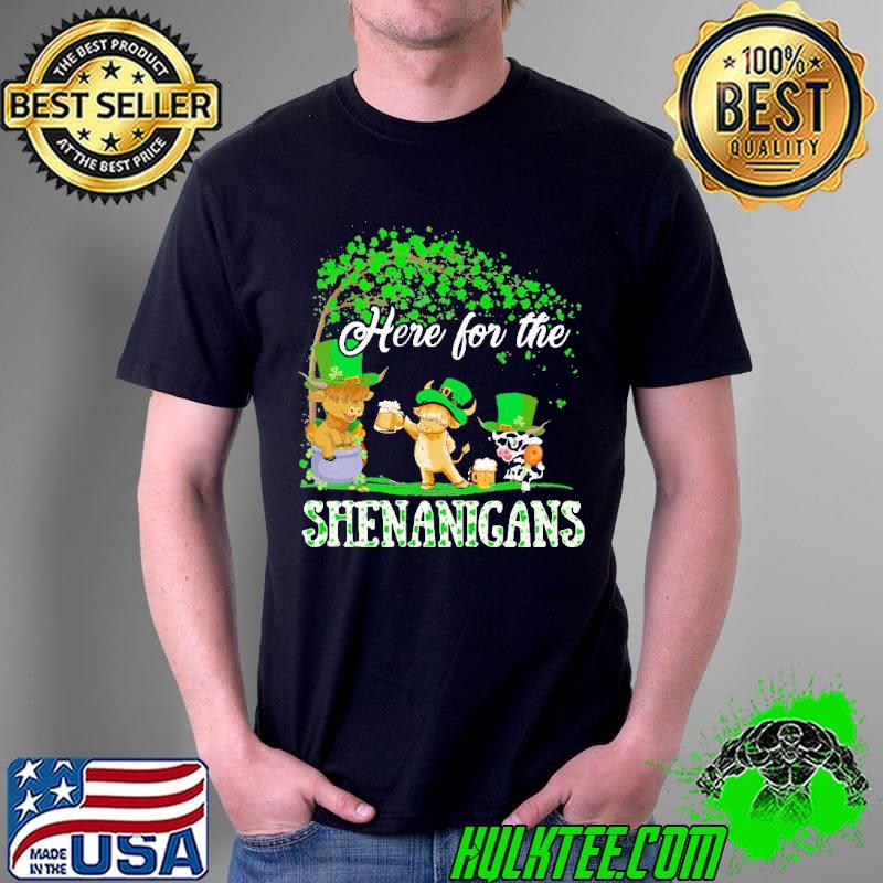 Cow Patrick's Day Here For The Shenanigans Shirt