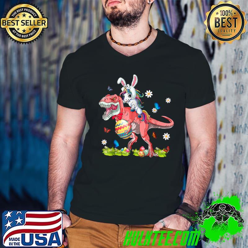 Dinosaur Easter Day Unicorn Riding T-rex Bunny Costume T-Shirt