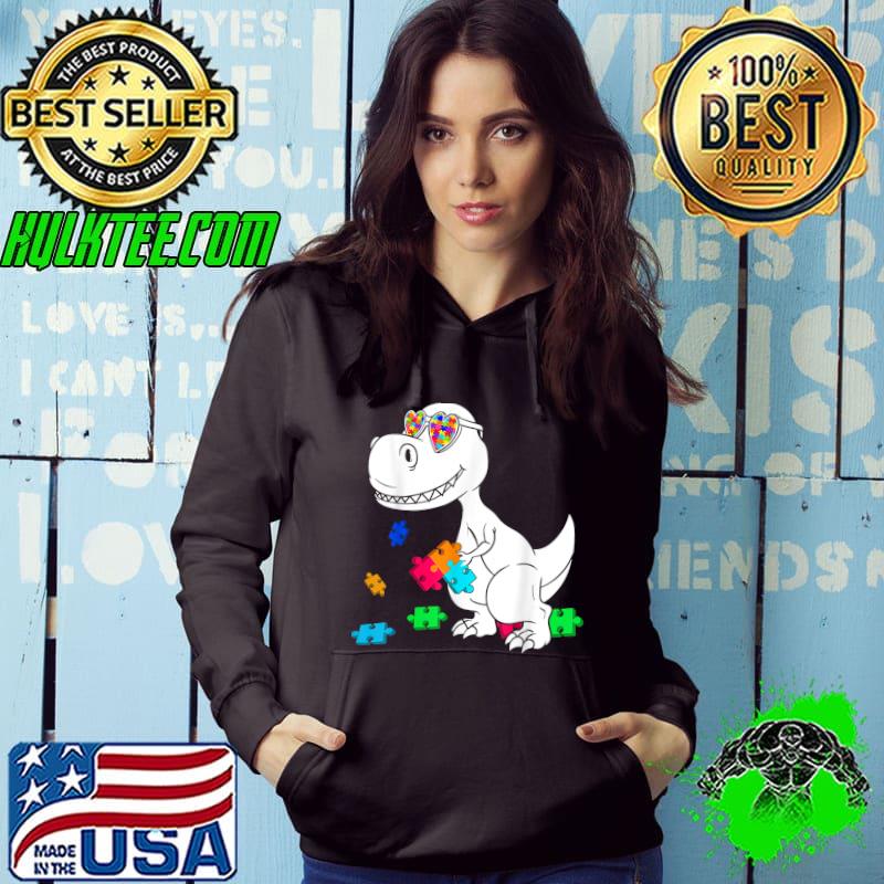 Dinosaur Puzzle Piece shirt Autism Awareness Boys Kids Men T-Shirt