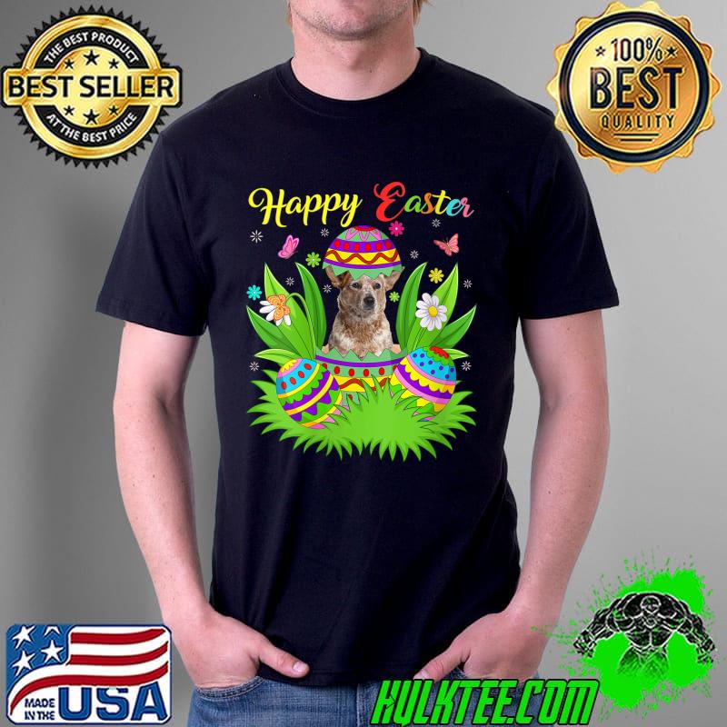 Floral Easter Egg Lover Funny Australian Cattle Dog Easter T-Shirt