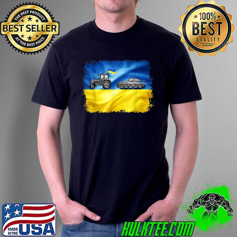 Funny Ukrainian Farmer Tractor Tank Meme Ukraine Tractor T-Shirt