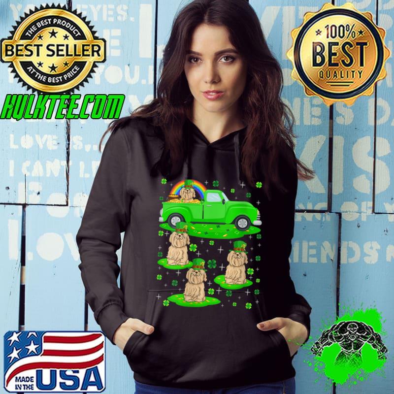 Green Truck Leprechaun Hat Maltipoo Dog St. Patrick's Day T-shirt