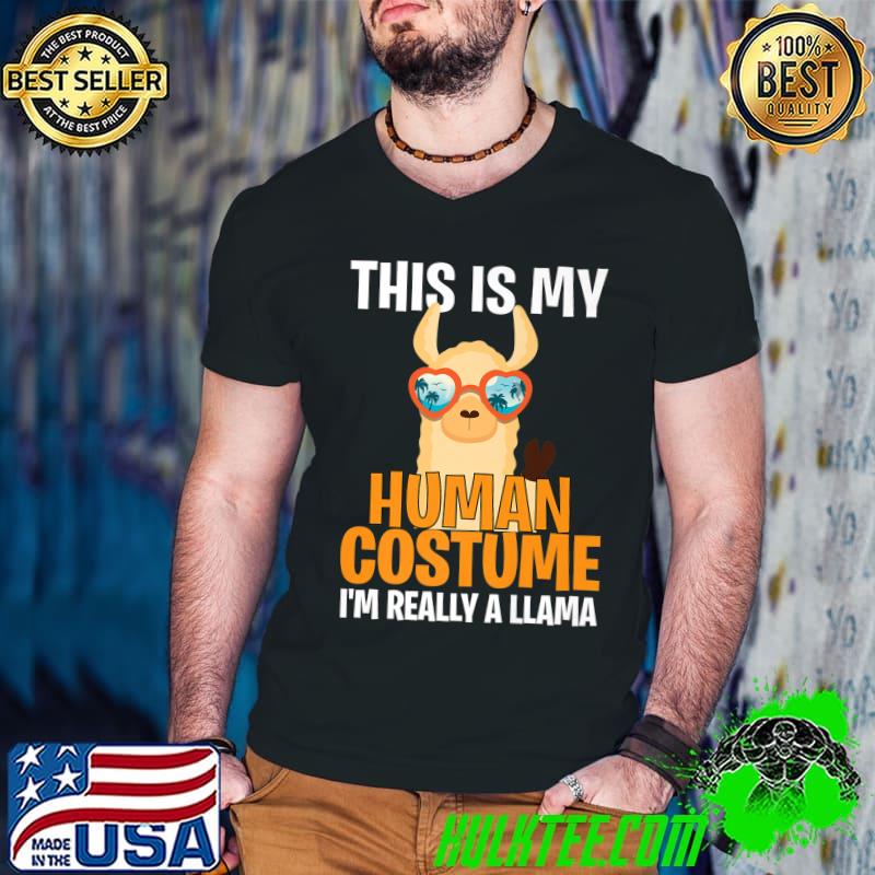 Halloween Costume This My Human Costume I'm Really A Llama Premium T-Shirt Guys V Neck Halloween Costume This My Human Costume I'm Really A Llama Premium T-Shirt Guys V Neck