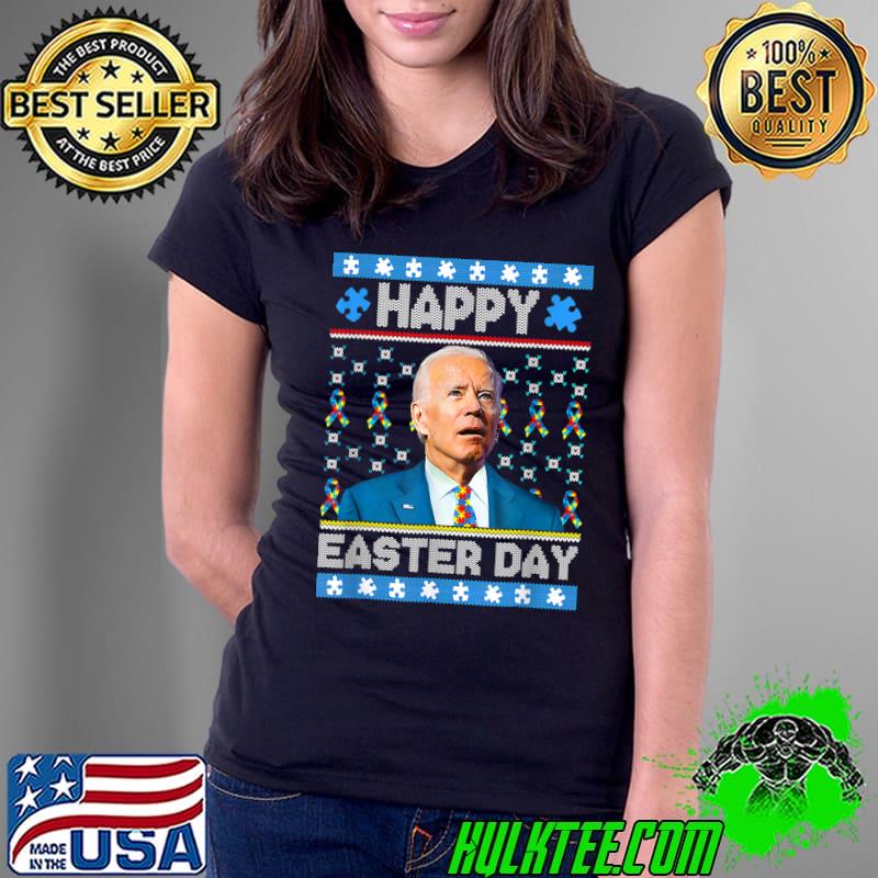 Happy Easter Day Autism Awareness Joe Biden Puzzle Piece T-Shirt Ladies Tee Happy Easter Day Autism Awareness Joe Biden Puzzle Piece T-Shirt Ladies Tee